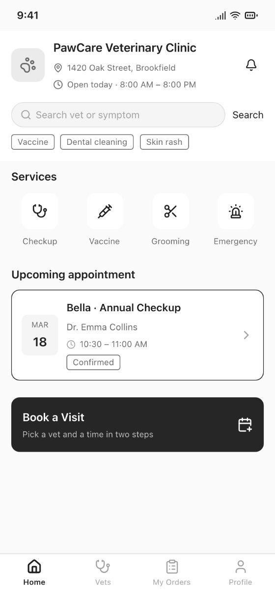Booking app · Home · AI-generated wireframe prototype in popop-draw