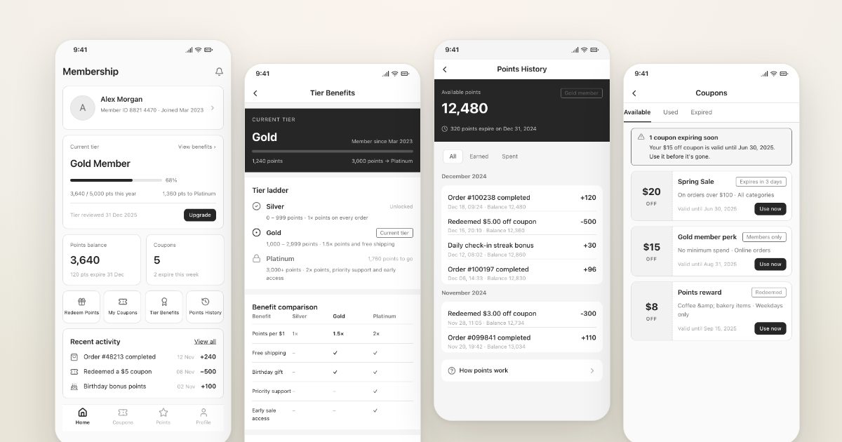Membership center · AI-generated wireframe prototype in popop-draw